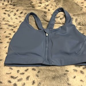 Women’s Athleta Advance Zip Front Steel Blue Racer back